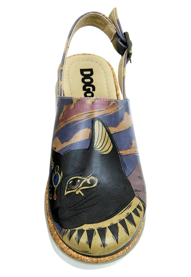 Women Vegan Leather Multicolor Wedge Sandals - Ancient Egypt Design