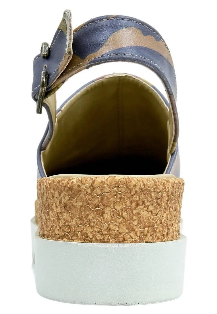 Women Vegan Leather Multicolor Wedge Sandals - Ancient Egypt Design