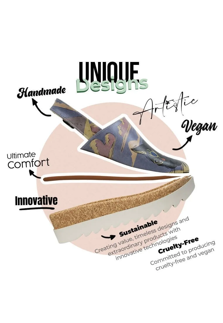 Women Vegan Leather Multicolor Wedge Sandals - Ancient Egypt Design