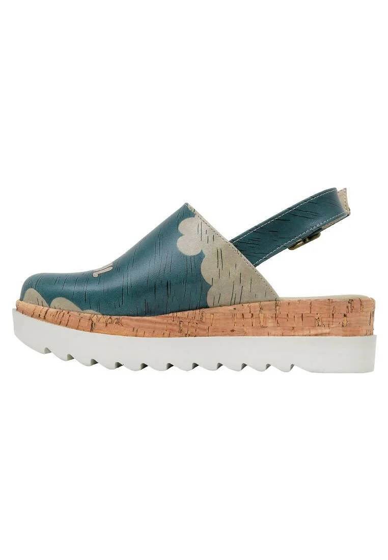 Women Vegan Leather Turquoise Wedge Sandals - Tram Nap Design