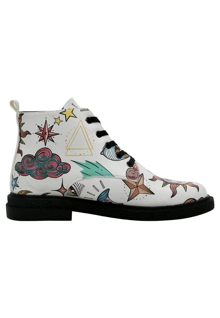 Women Vegan Leather White Ankle Boots - Dreams for Dreamers Design