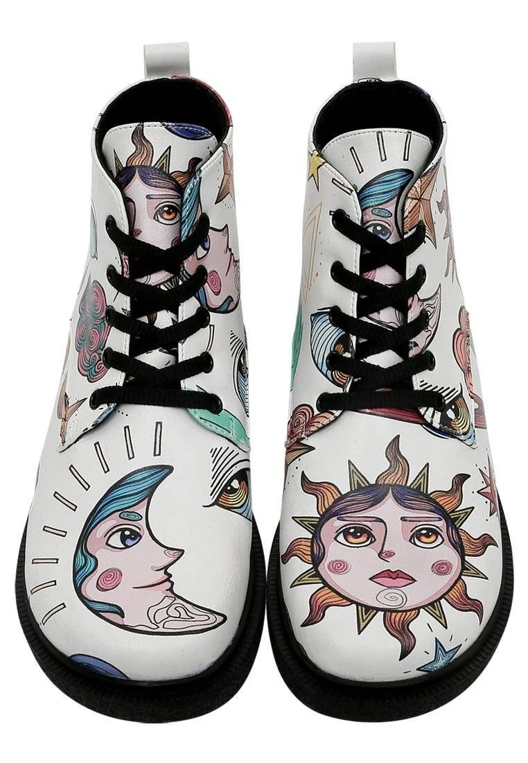 Women Vegan Leather White Ankle Boots - Dreams for Dreamers Design