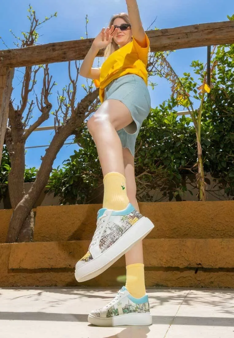 Women Vegan Leather White Sneakers - Take a Walk Design