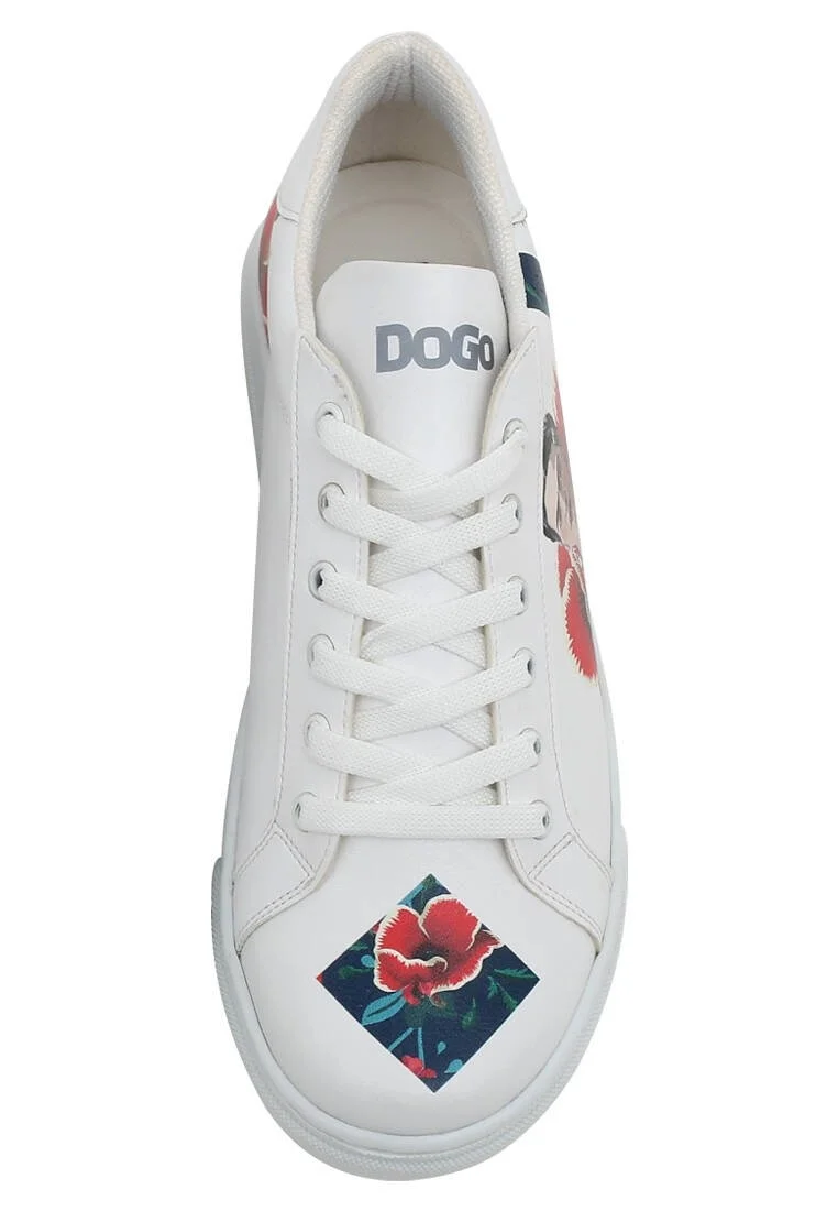 Women Vegan Leather White Sneakers - Viva la Vida Frida Kahlo Design