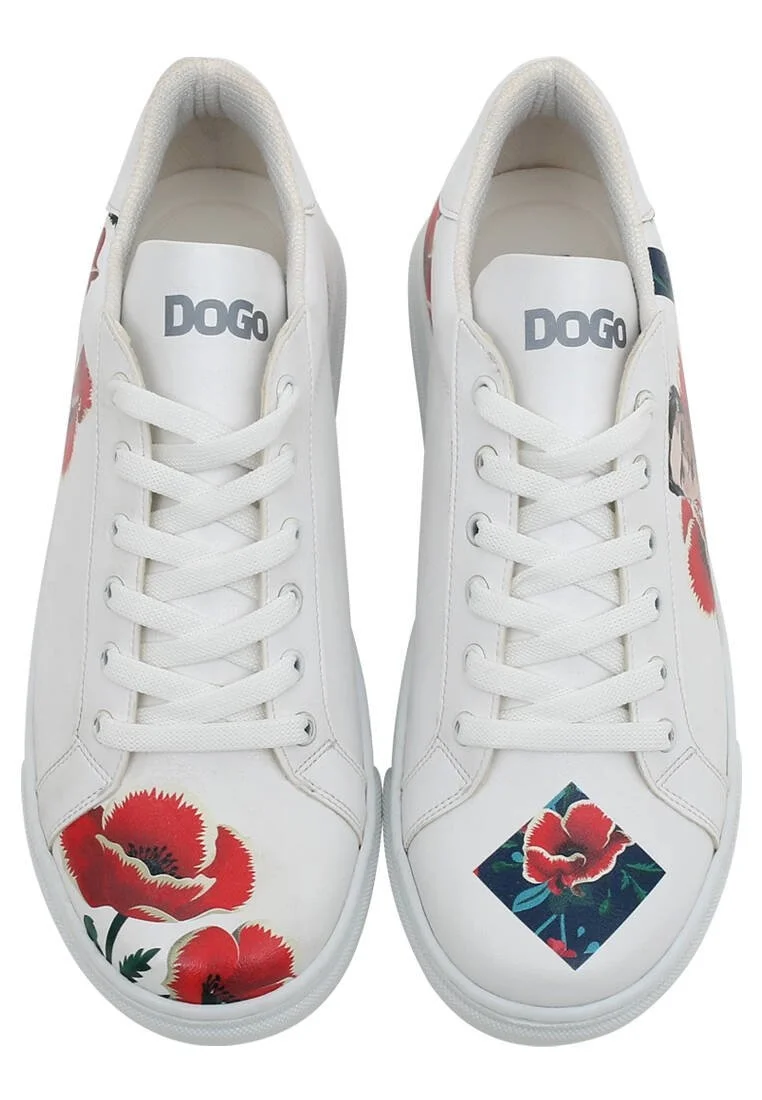 Women Vegan Leather White Sneakers - Viva la Vida Frida Kahlo Design