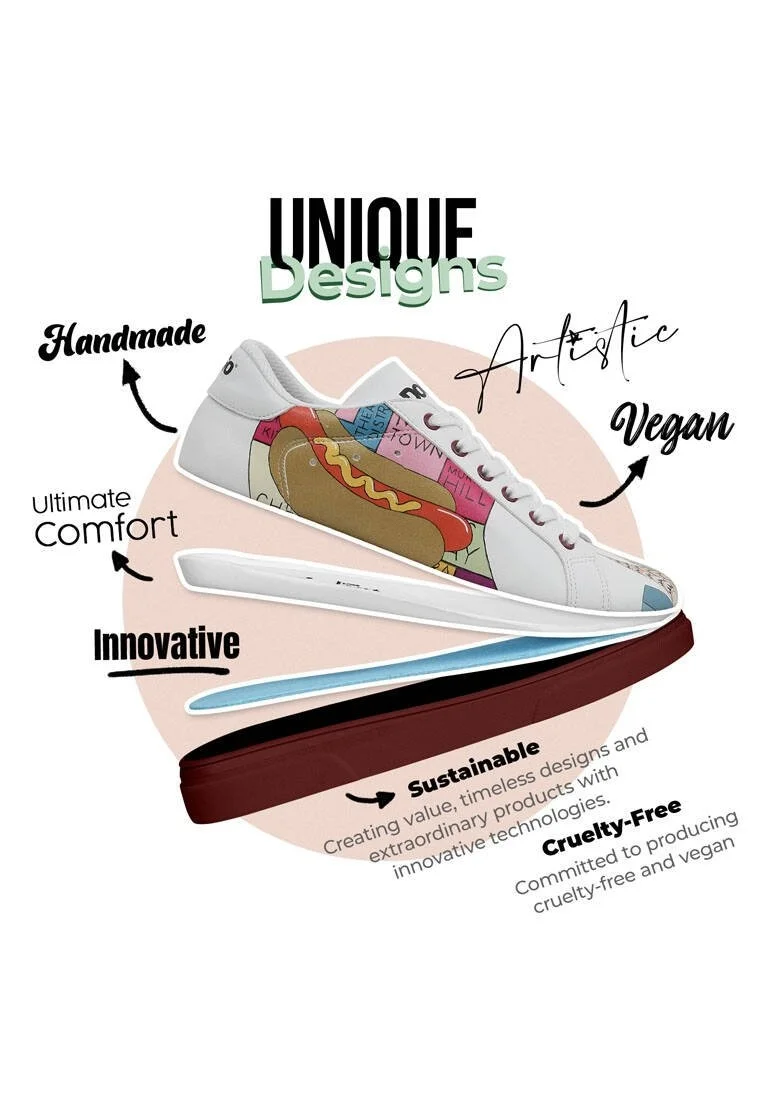 Women Vegan Leather White Sneakers - Manhattan Design