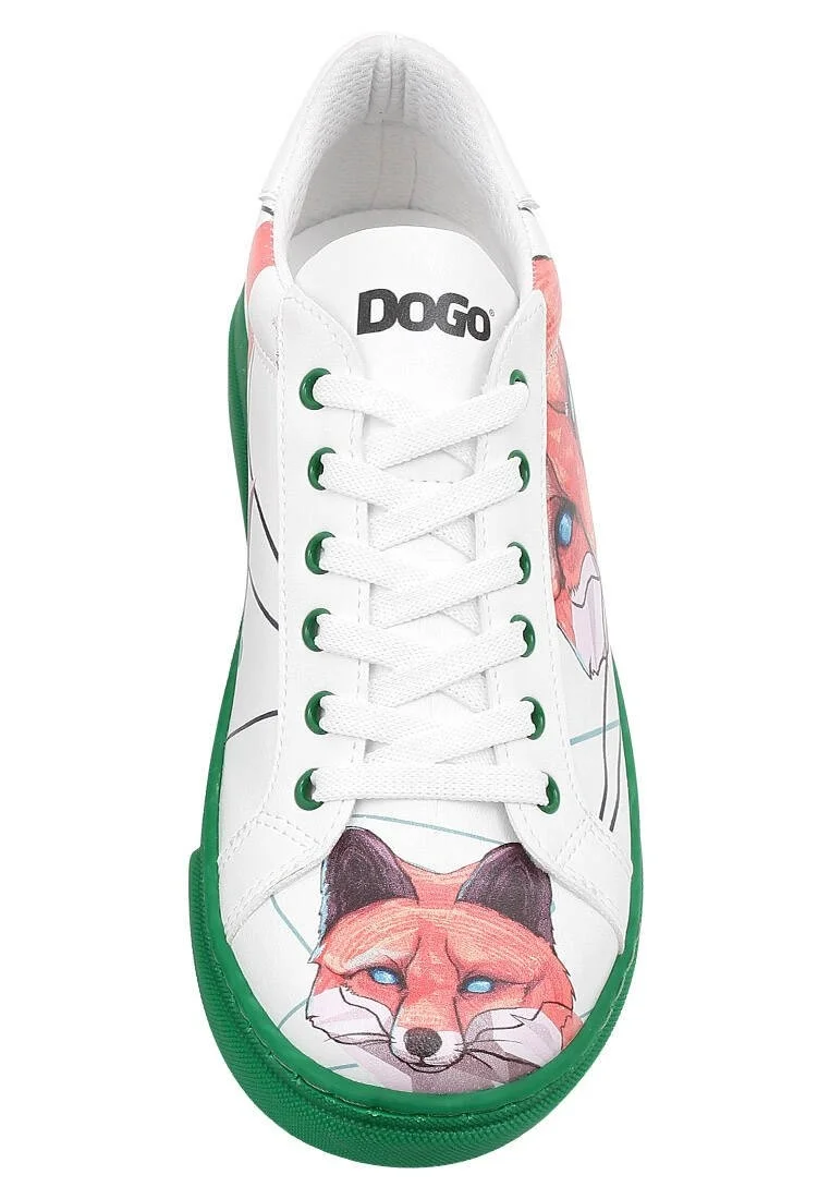 Women Vegan Leather White Sneakers - Red Fox Design