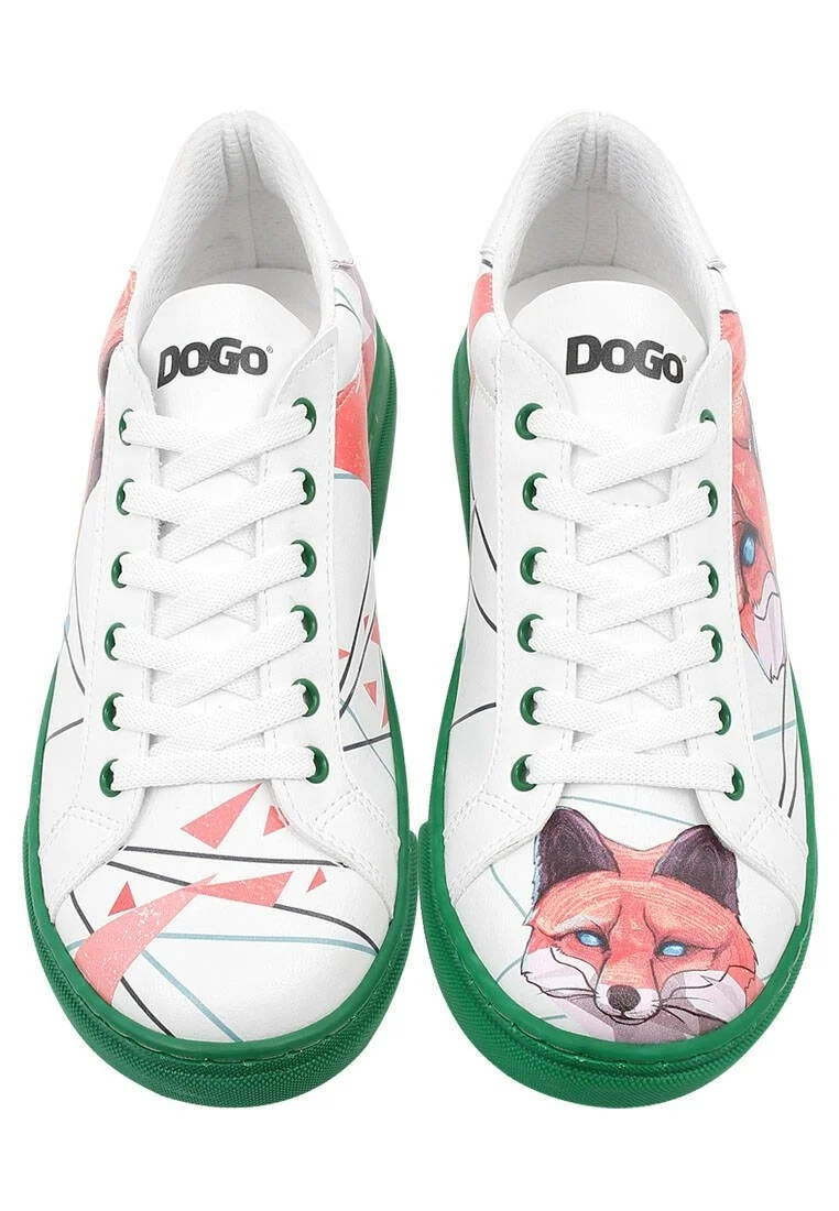 Women Vegan Leather White Sneakers - Red Fox Design