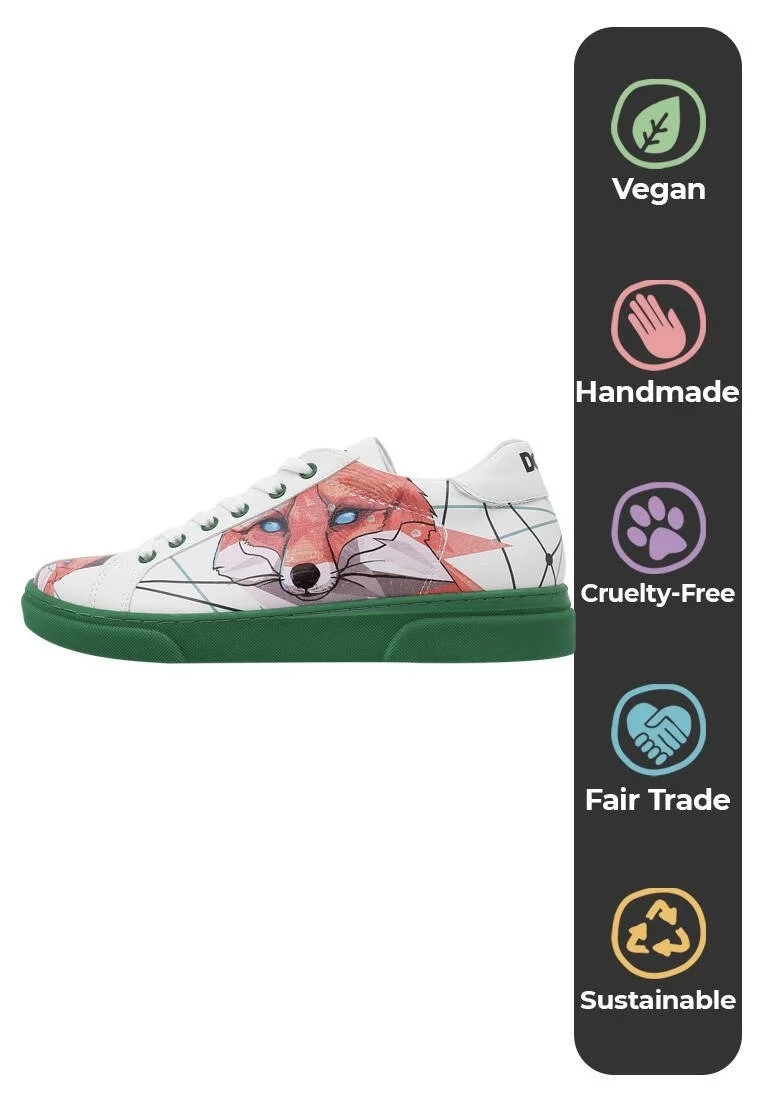 Women Vegan Leather White Sneakers - Red Fox Design