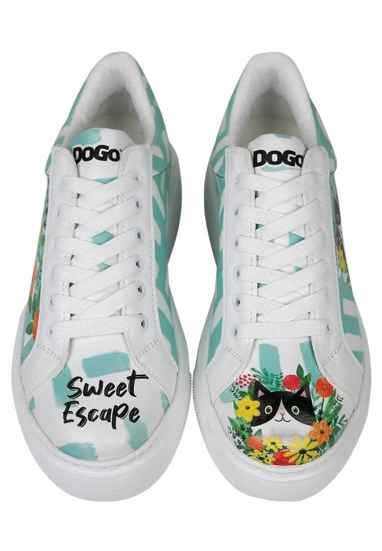 Women Vegan Leather White Sneakers - Sweet Escape Design