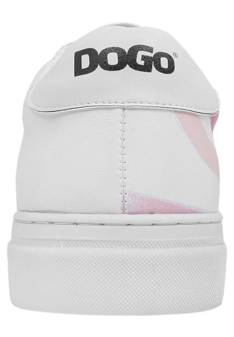 Women Vegan Leather White Sneakers - Pink Paradise Design