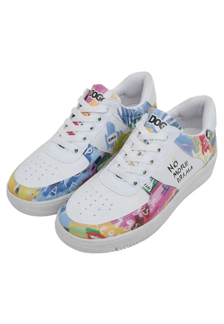 Women Vegan Leather White Sneakers - No More Drama Design