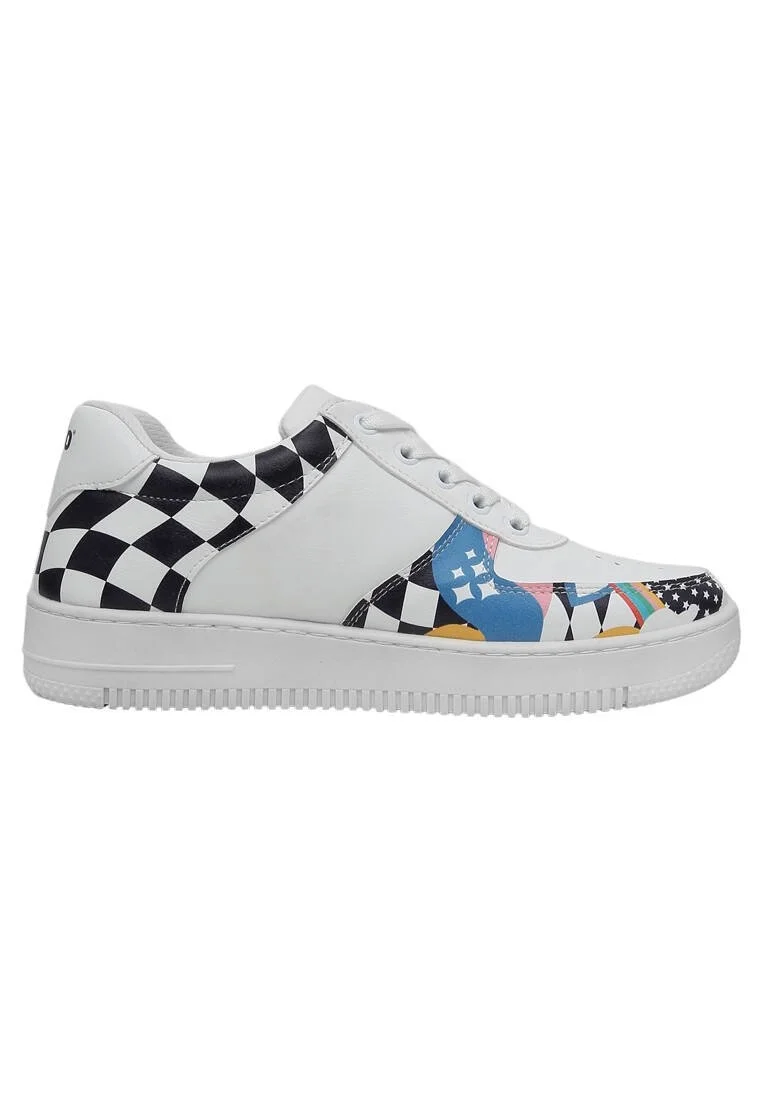 Women Vegan Leather White Sneakers - Born to be Awesome Design