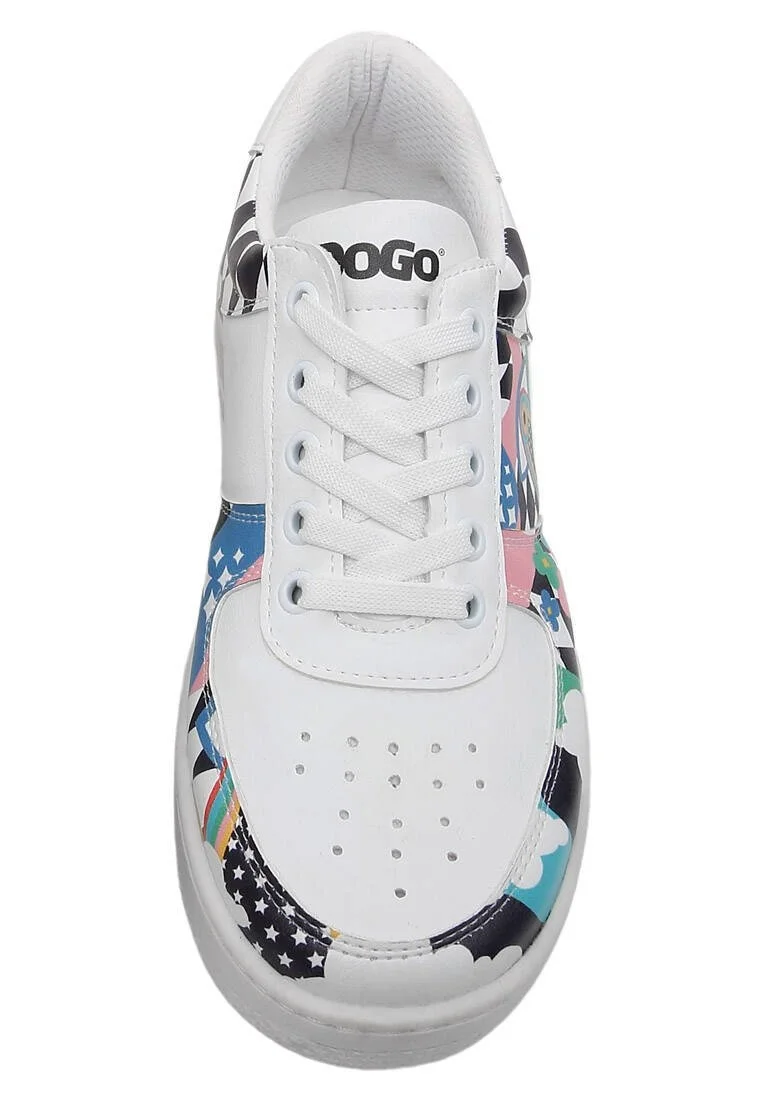 Women Vegan Leather White Sneakers - Born to be Awesome Design