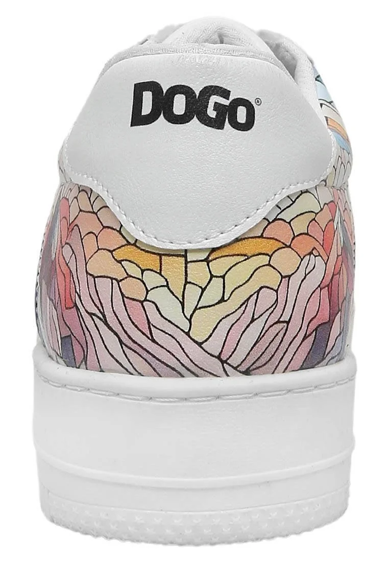Women Vegan Leather White Sneakers - Mosaical Design
