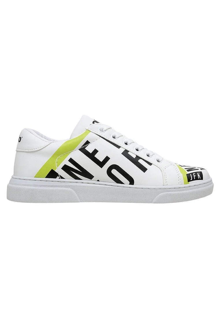 Women Vegan Leather White Sneakers - New York Ticket Design