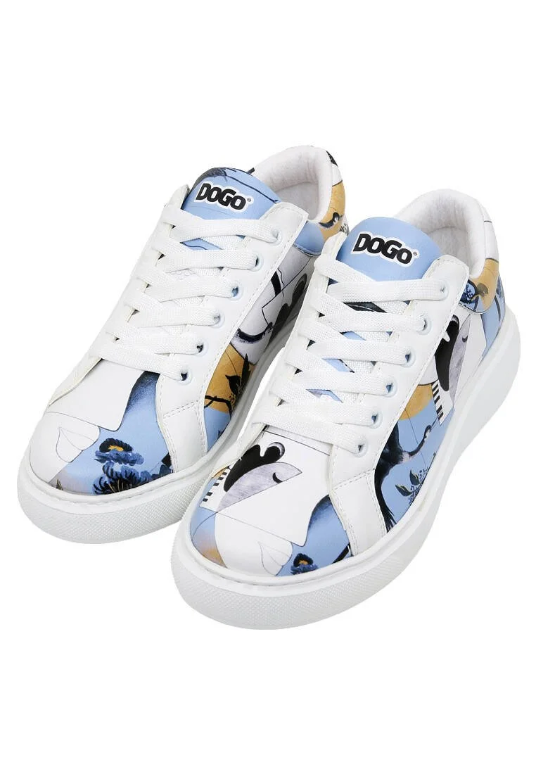 Women Vegan Leather White Sneakers - Deep Thought with The Deep Design Women Vegan Leather White Sneakers - Deep Thought with The Deep Design