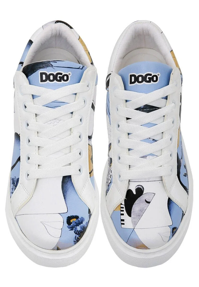 Women Vegan Leather White Sneakers - Deep Thought with The Deep Design Women Vegan Leather White Sneakers - Deep Thought with The Deep Design