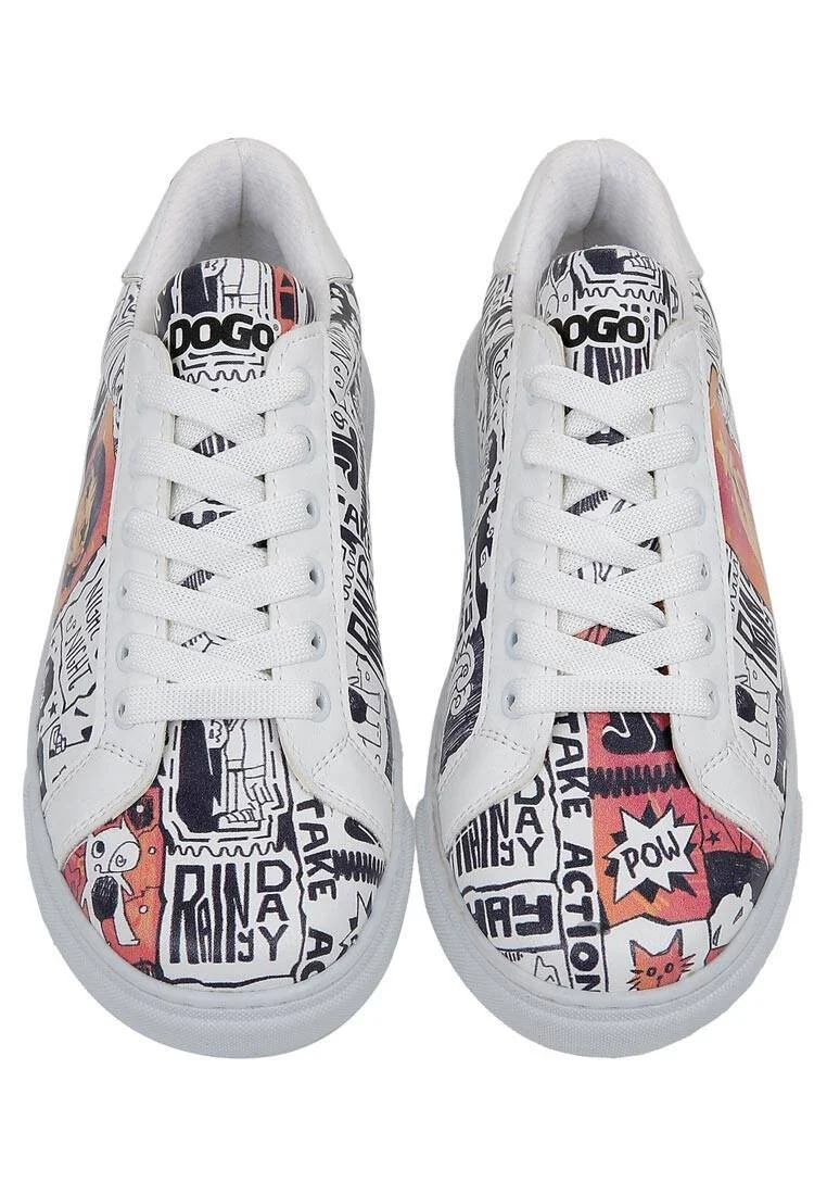 Women Vegan Leather White Sneakers - Star Girl Design