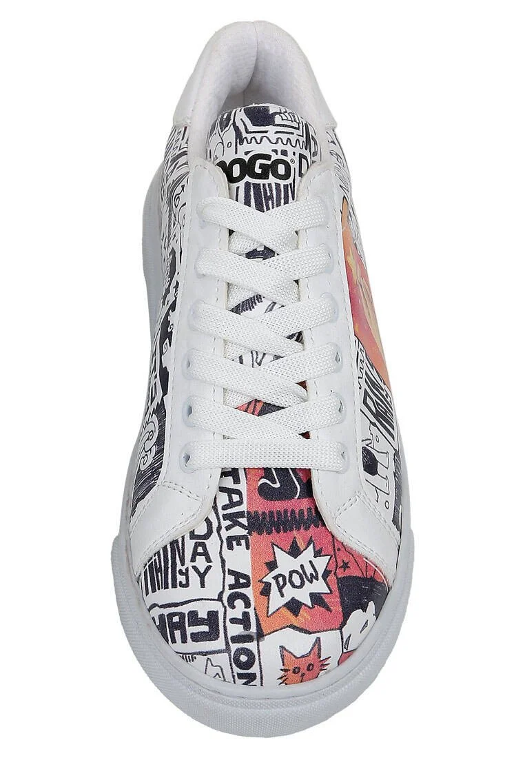 Women Vegan Leather White Sneakers - Star Girl Design