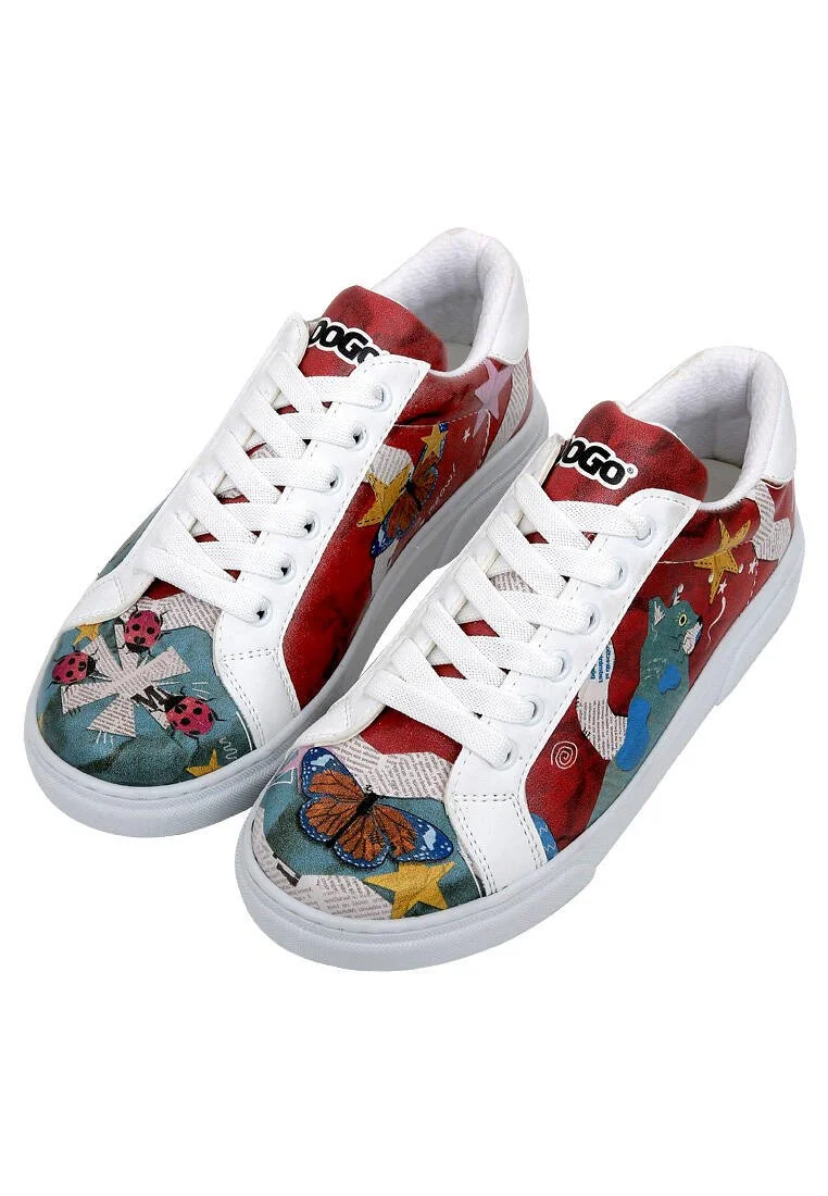 Dogo - Women Vegan Leather White Sneakers - Paper Animals Design Dogo - Women Vegan Leather White Sneakers - Paper Animals Design