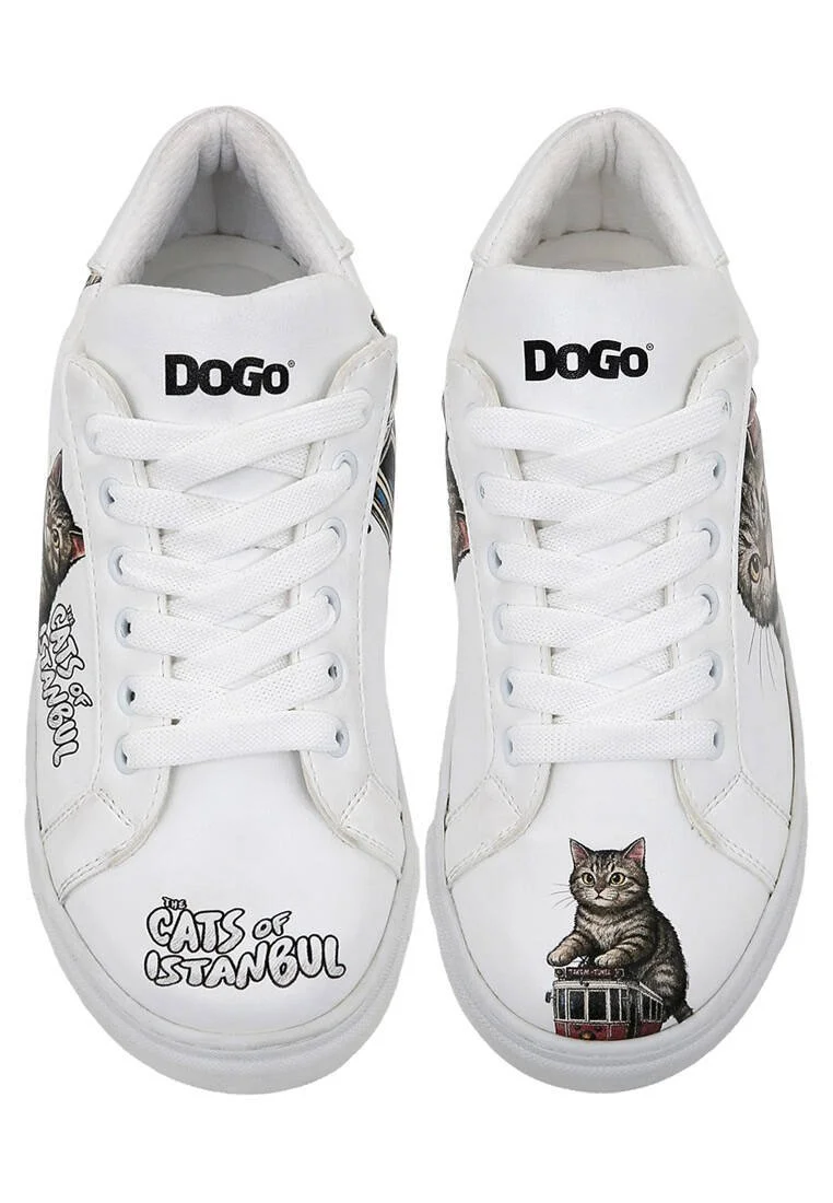 Women Vegan Leather White Sneakers - Paws on Taksim Design