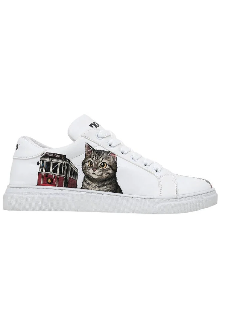Women Vegan Leather White Sneakers - Paws on Taksim Design