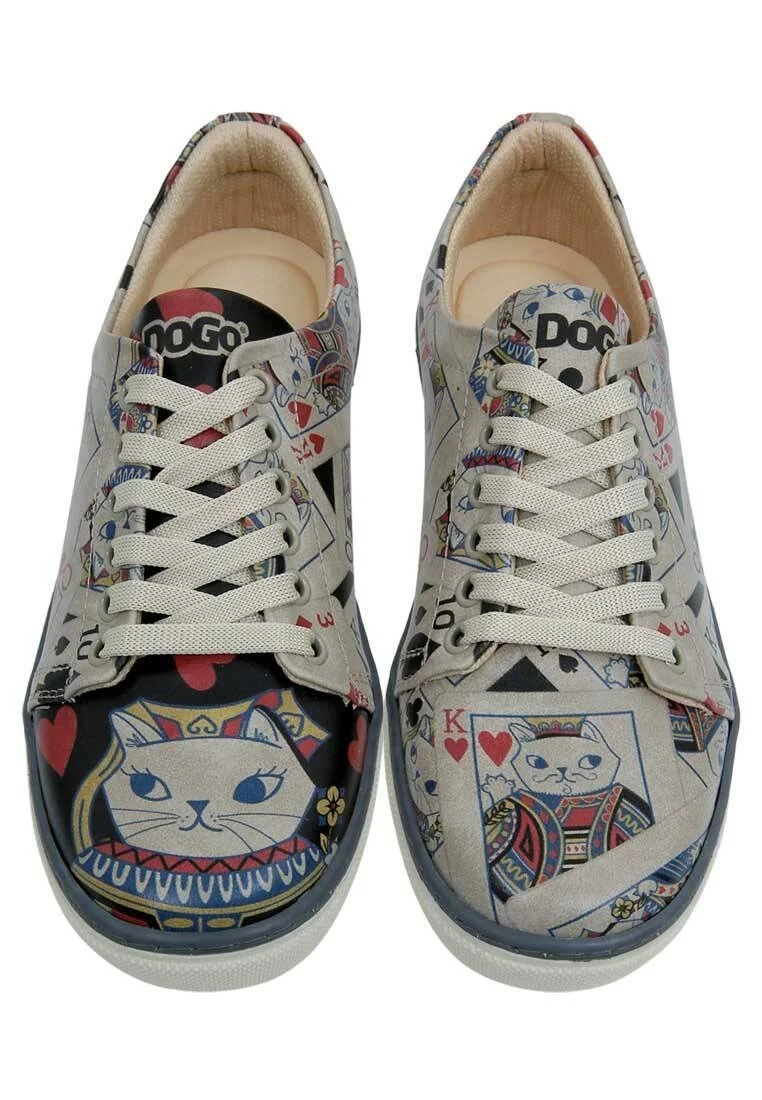 Women Vegan Leather White Sneakers - Queen of Meows Design