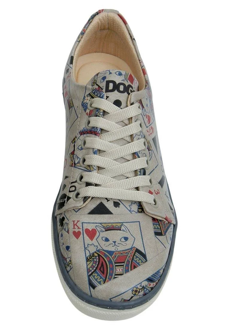 Women Vegan Leather White Sneakers - Queen of Meows Design