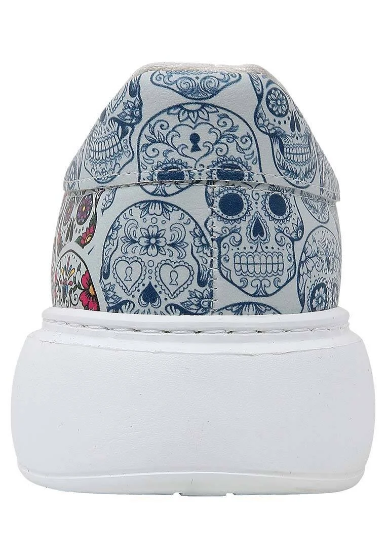 Women Vegan Leather White Sneakers - Remembrance Of Frida Kahlo Design