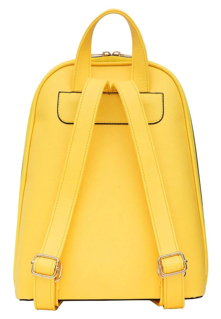Women Vegan Leather Yellow Backpack - I Do What I Want Design