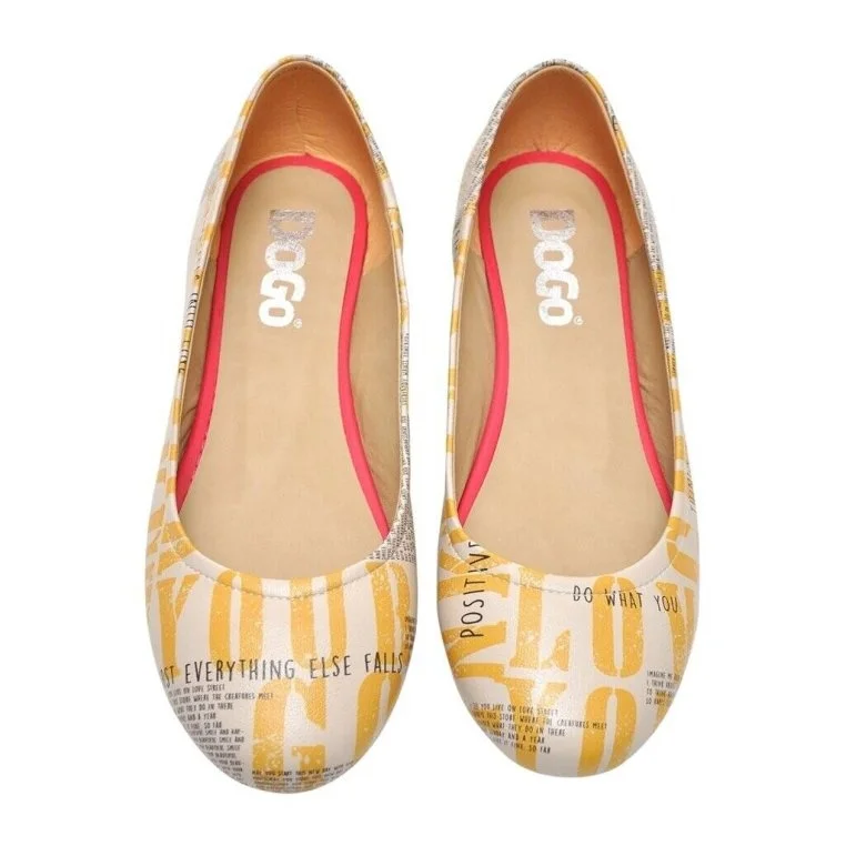 Women Vegan Leather Yellow Flat Shoes - Love Yourself Design