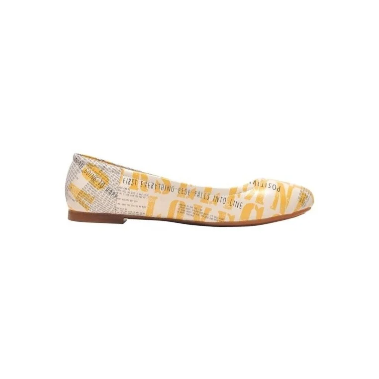 Women Vegan Leather Yellow Flat Shoes - Love Yourself Design