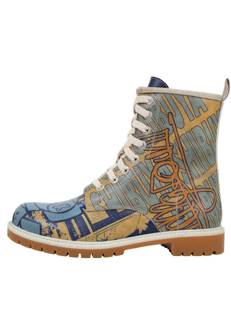 Women Vegan Leather Yellow Long Boots - Robo Shibuya Design