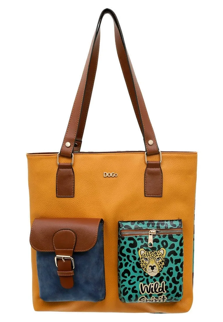 Women Vegan Leather Yellow Shoulder Bag - Wild Spirit Design
