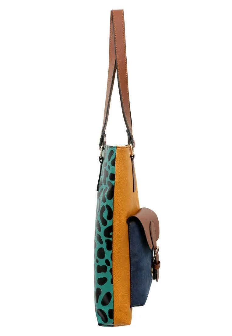 Women Vegan Leather Yellow Shoulder Bag - Wild Spirit Design