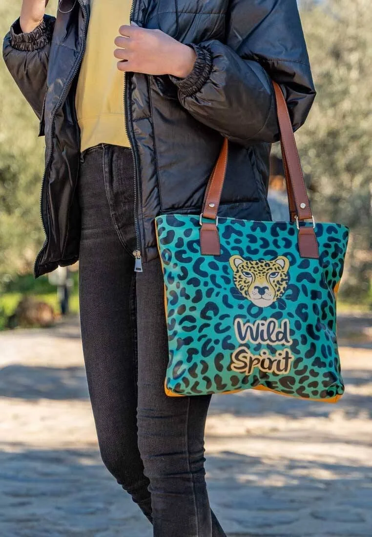 Women Vegan Leather Yellow Shoulder Bag - Wild Spirit Design
