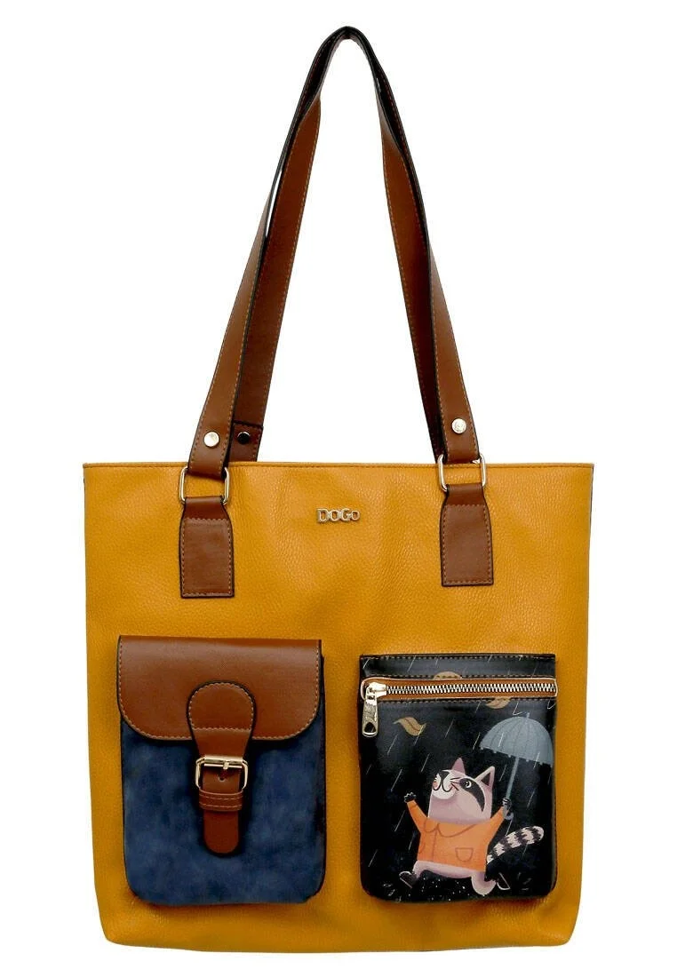 Women Vegan Leather Yellow Shoulder Bag - Rain Waters My Soul Design