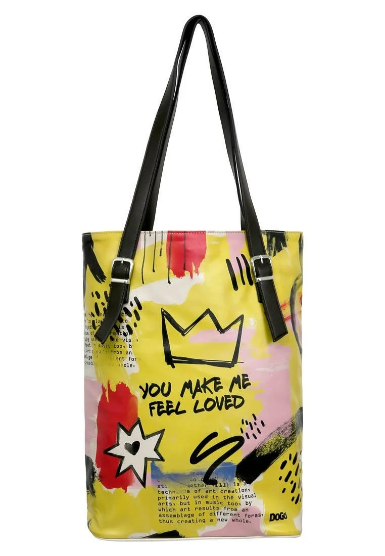 Women Vegan Leather Yellow Shoulder Bag - The Creation of the Collage Design