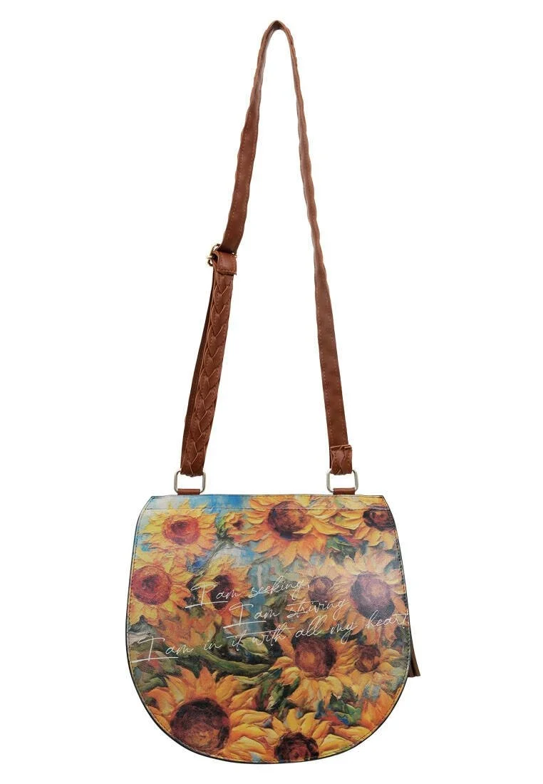 Women Vegan Leather Yellow Shoulder Bag - With All My Heart Design