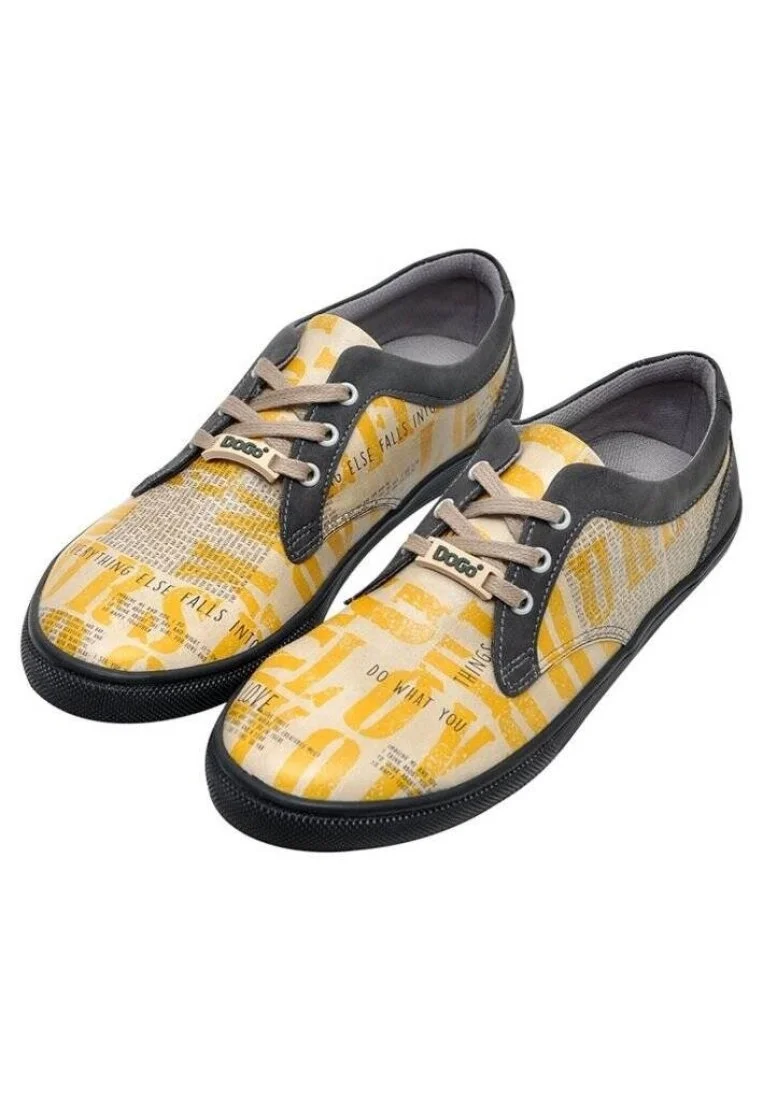 Women Vegan Leather Yellow Sneakers - Love Yourself Design