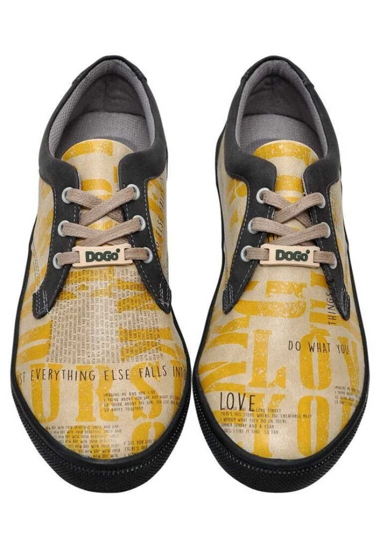 Women Vegan Leather Yellow Sneakers - Love Yourself Design