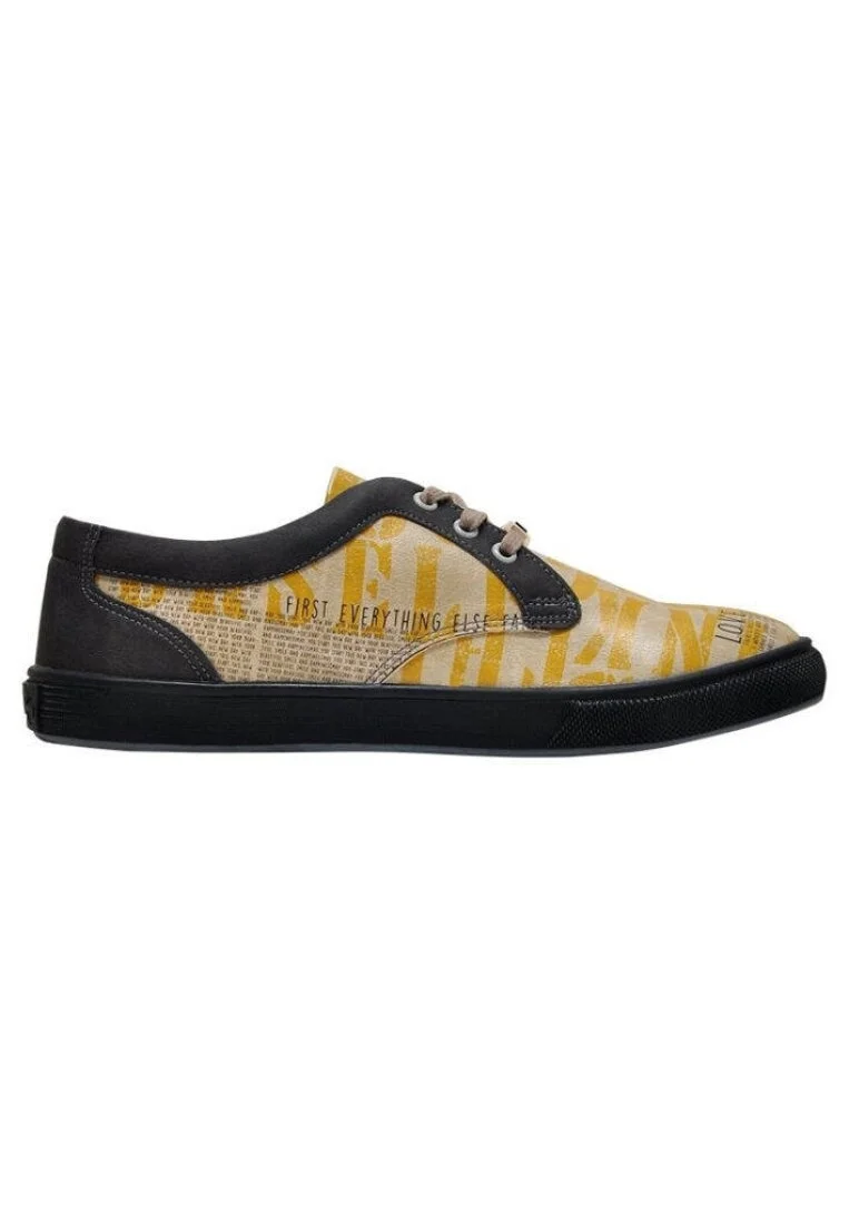 Women Vegan Leather Yellow Sneakers - Love Yourself Design