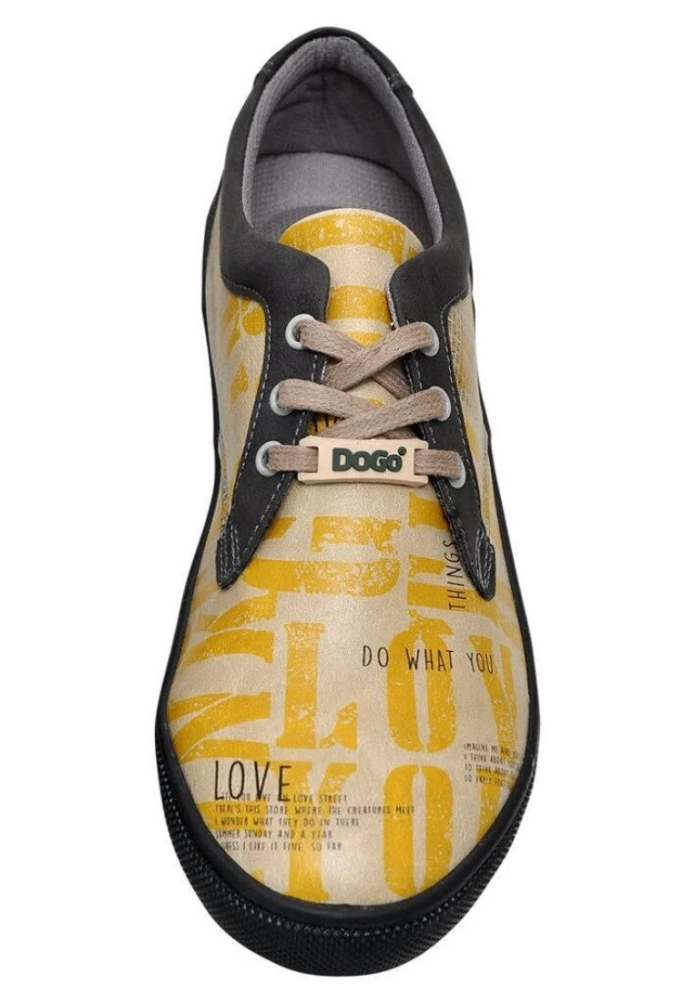 Women Vegan Leather Yellow Sneakers - Love Yourself Design