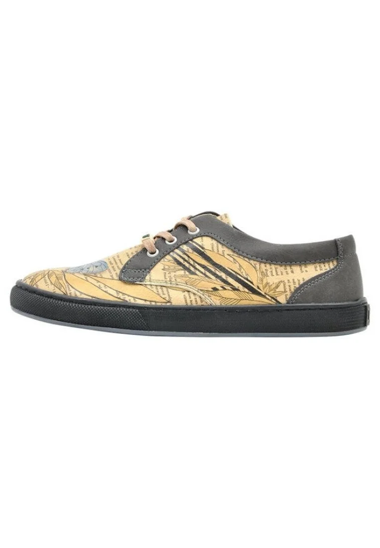 Women Vegan Leather Yellow Sneakers - Butterfly Queen Design