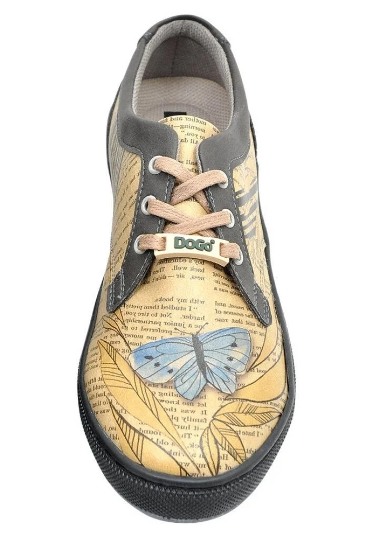 Women Vegan Leather Yellow Sneakers - Butterfly Queen Design