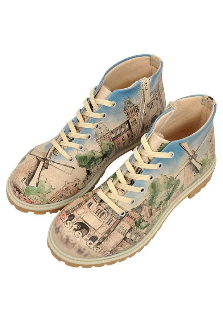 Women Vegan Leather Multicolor Zipper Ankle Boots - Little by Little one Travels Far Design