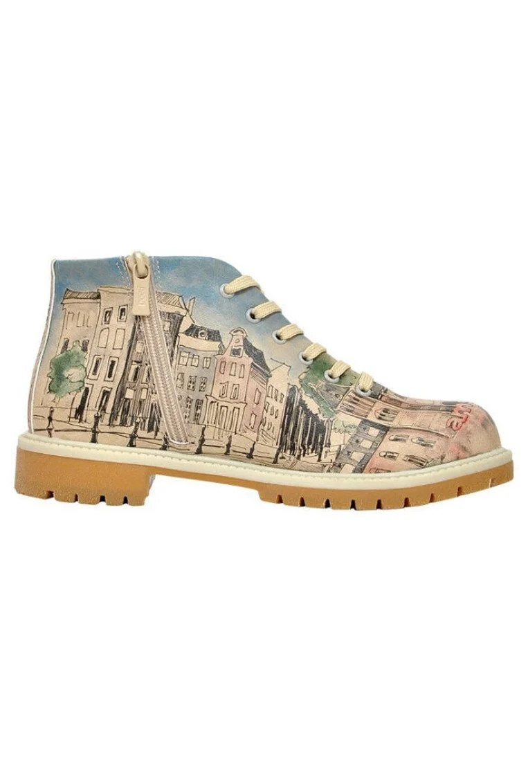 Women Vegan Leather Multicolor Zipper Ankle Boots - Little by Little one Travels Far Design