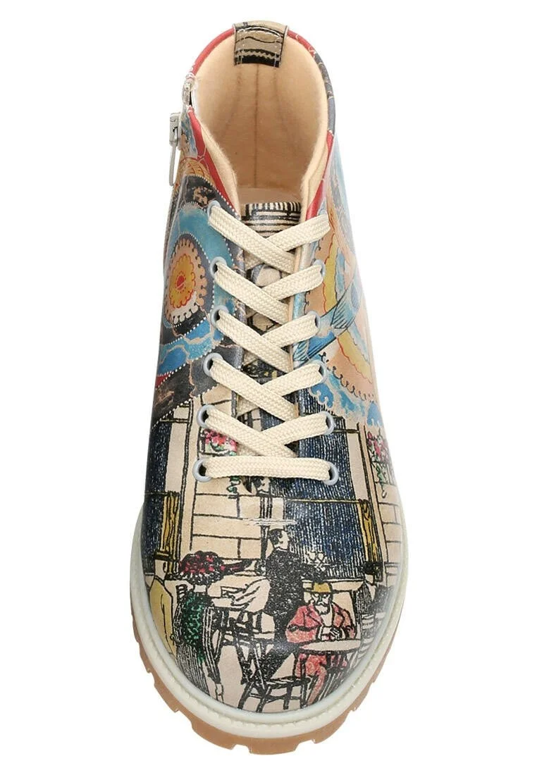 Women Vegan Leather Multicolor Zipper Ankle Boots - Cafe Heinrich Design