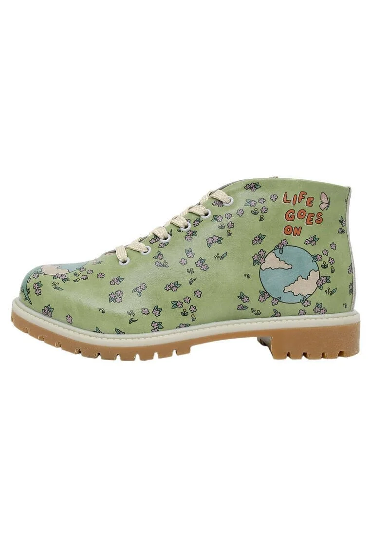 Women Vegan Leather Multicolor Ankle Boots - Life Goes On Design